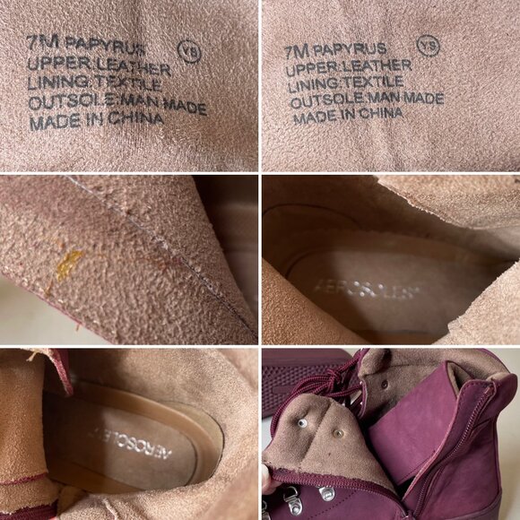 Aerosoles Nubuck Leather Wine Purple Ankle Boots Size 7 - Picture 14 of 16
